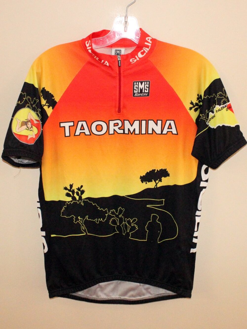 3/$118❤️vintage 90s Santini Taormina Etna Sicilia Italia Cycling Jersey Italy